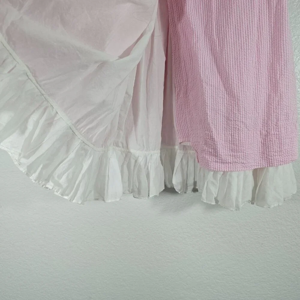 Ralph Lauren Seersucker Wrap Dress Kids Girl 6X Pink Stripe Lined Party Preppy
